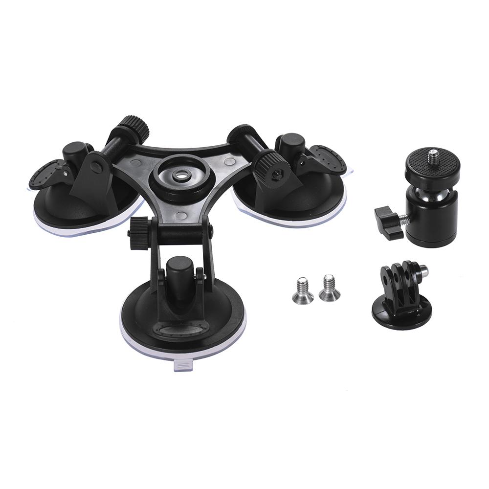 Sports Camera Triple Suction Cup Mount Sucker for GroPro Hero 5/4/3+/3 for Xiaomi Yi with Tripod Mount Adapter Action