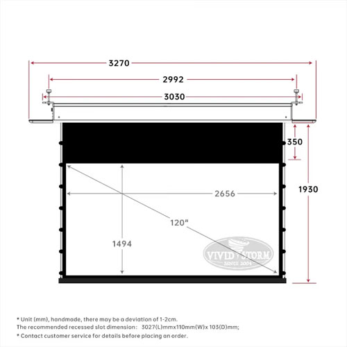 Màn chiếu âm trần VIVIDSTORM VPCLW120H 120 Inch (16:9) hàng chính hãng - ZAMACO AUDIO