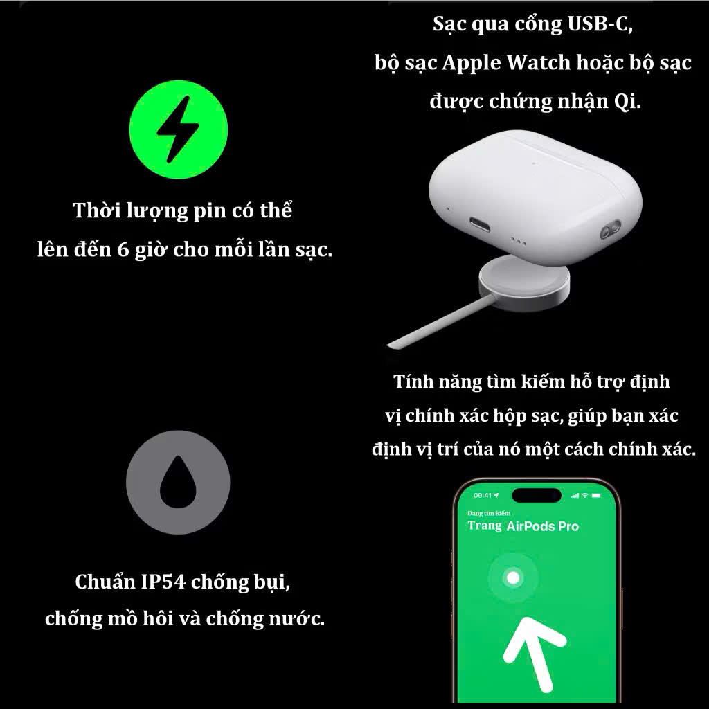 Tai Nghe Bluetooth Pro2 Không Dây định vị khử tiếng ồn ANC PIN TRÂU bass căng tự kết nối Fullbox phụ kiện đủ tính năng đàm thoại 2 chiều - Hàng chính hãng