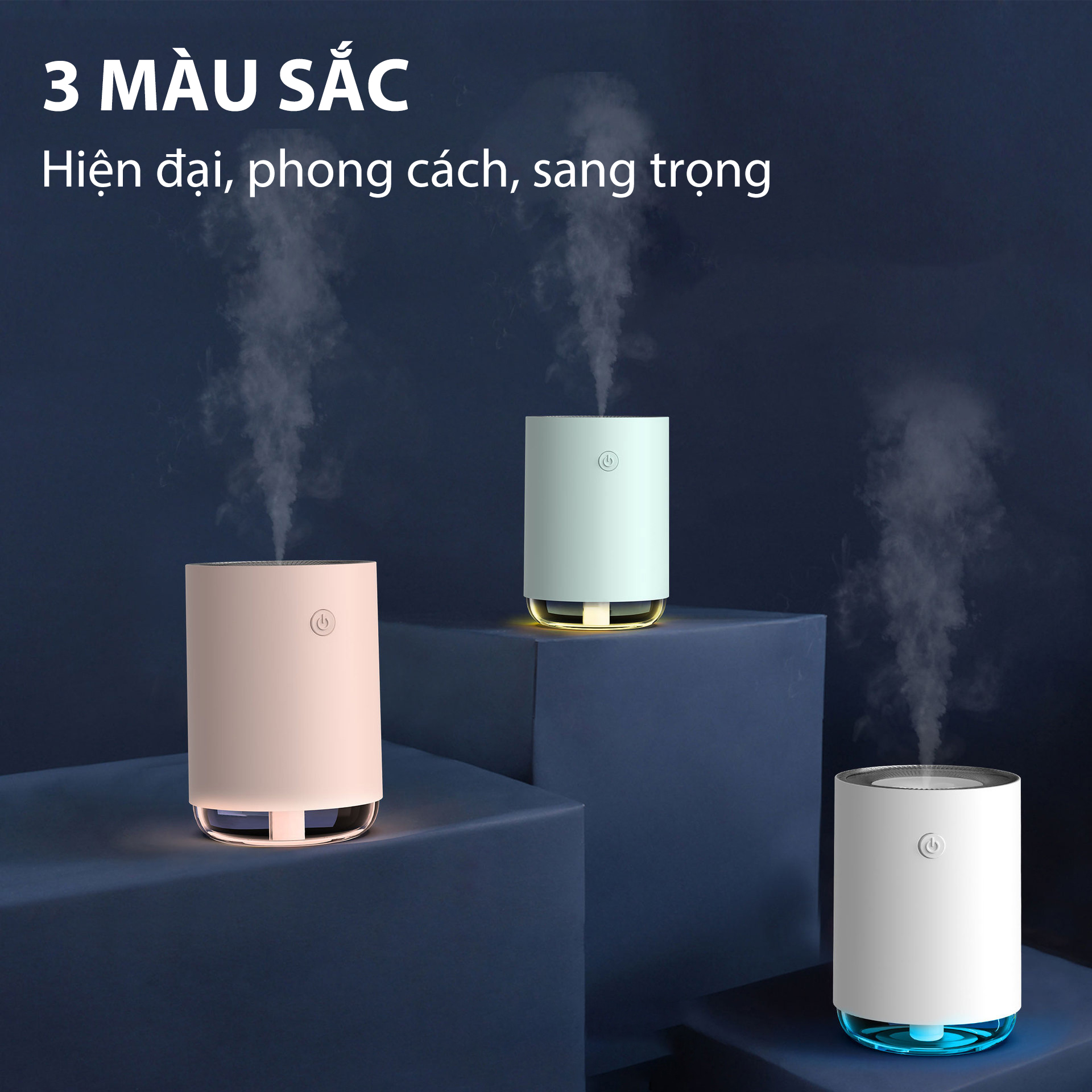 Máy phun sương tạo ẩm xông tinh dầu, ánh sáng LED đèn ngủ không ồn Hàng nội địa trung- MPS02