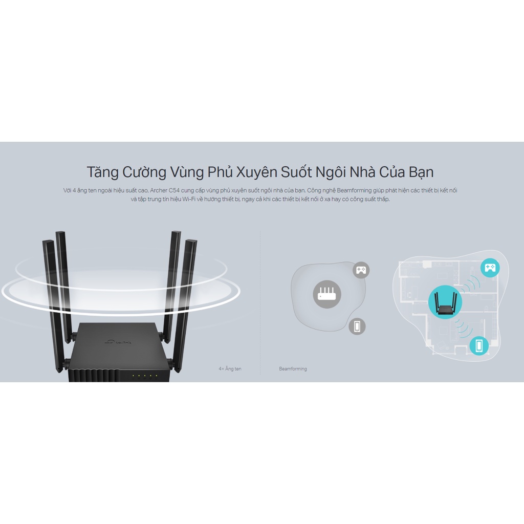 Bộ Phát Wifi TP-Link Archer C54 Băng Tần Kép AC1200 | Hàng Chính Hãng