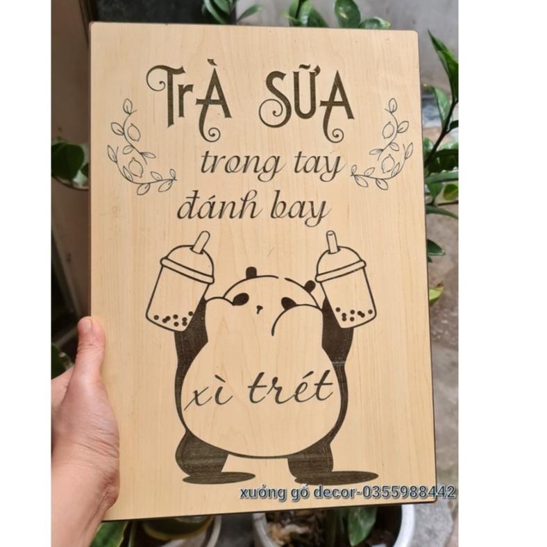 Tranh Trang Trí Quán Trà Sữa, Coffee Bằng Gỗ