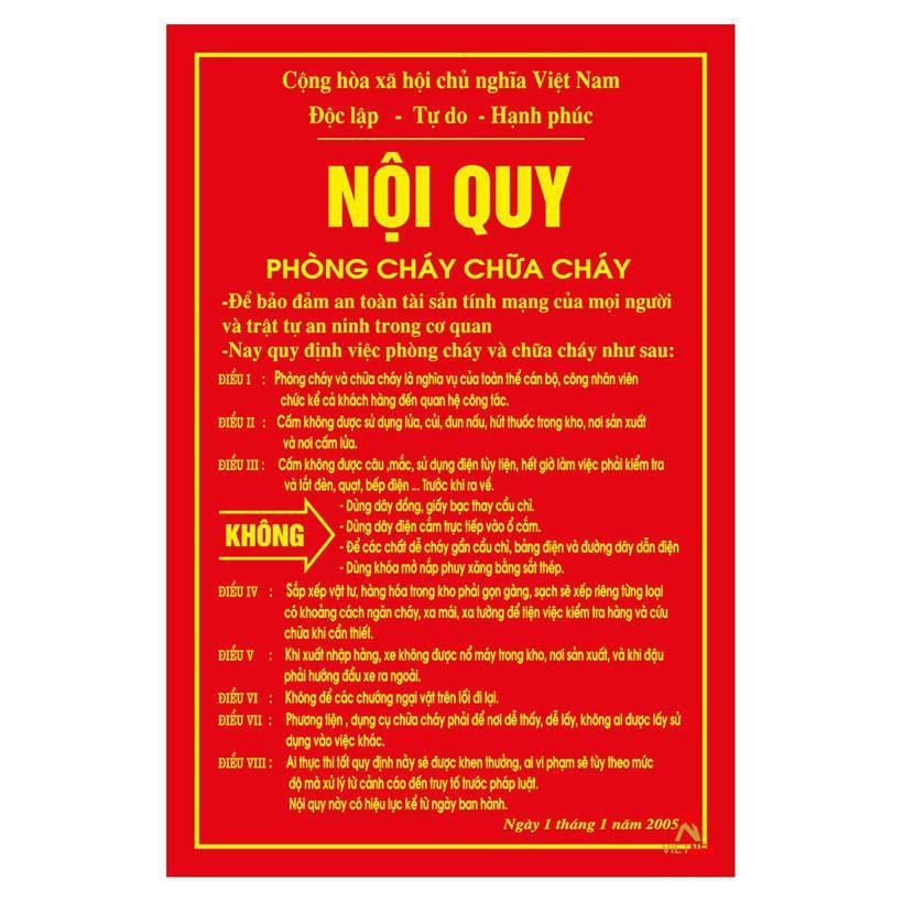 Bảng Tiêu Lệnh, Nội Quy Phòng Cháy Chữa Cháy