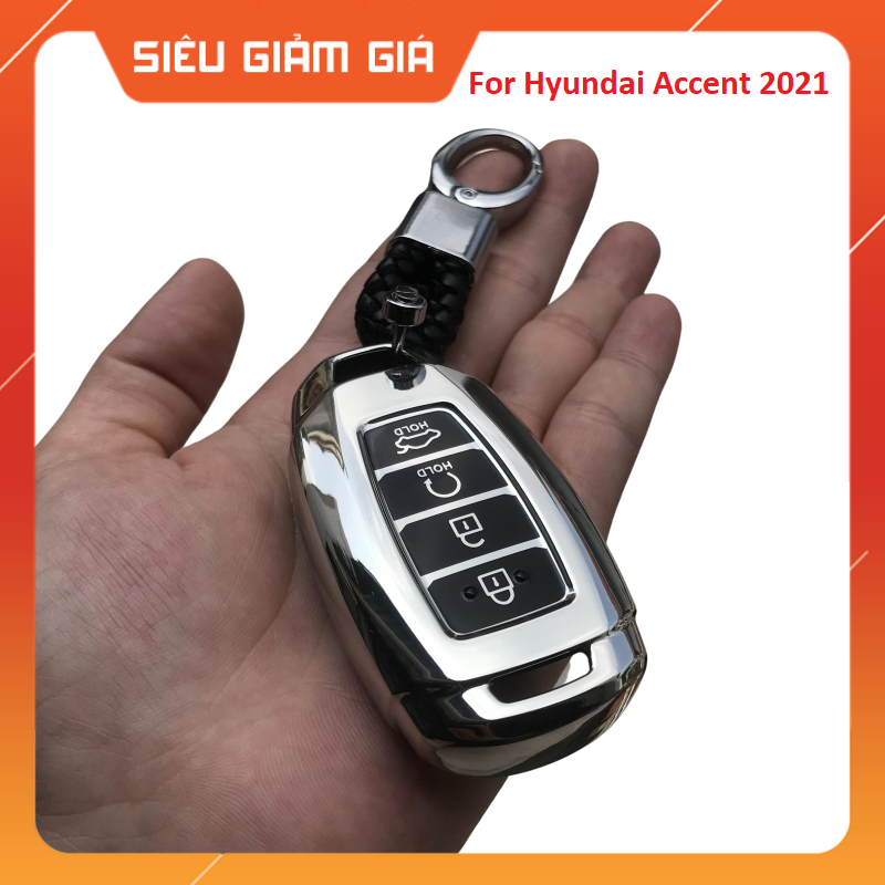 Ốp Chìa Khóa Silicon Tráng Gương Dành Cho Xe Hyundai Accent 2021 - Kèm móc treo