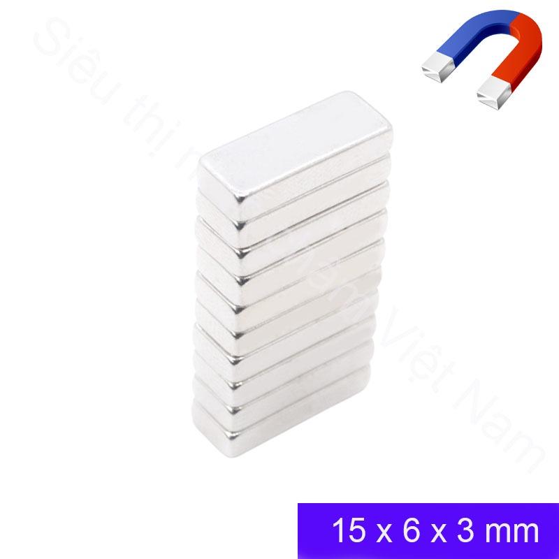 Nam châm hình chữ nhật 15x6x3mm set 10 viên