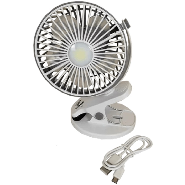 Quạt Tích Điện Mini Kẹp Bàn Cực Mát Xoay 720 Độ Chắc Chắn Tiện Lợi