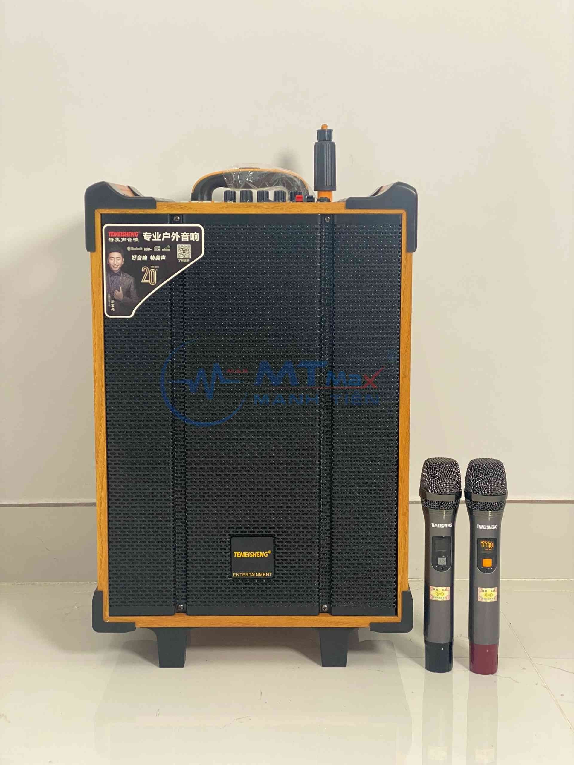 Loa kéo di động Temeisheng QX1070 – Bass 30, Công Suất 300W tặng kèm 2 mic UHF cao cấp cho âm thanh hay phù hợp karaoke gia đình tiệc tùng