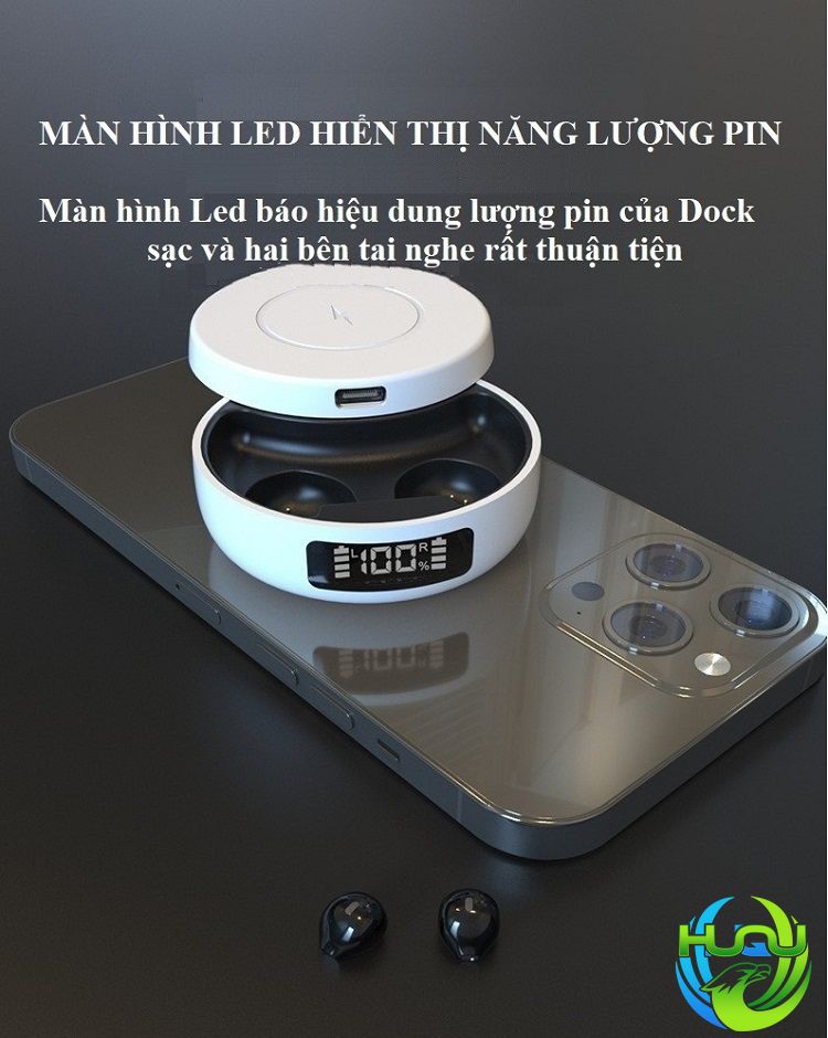 Tai Nghe Nhét Tai Đa Năng HuQu HQ-ProX6 Kiêm Sạc Không Dây Cho Điện Thoại Di Động -Hàng Chính Hãng