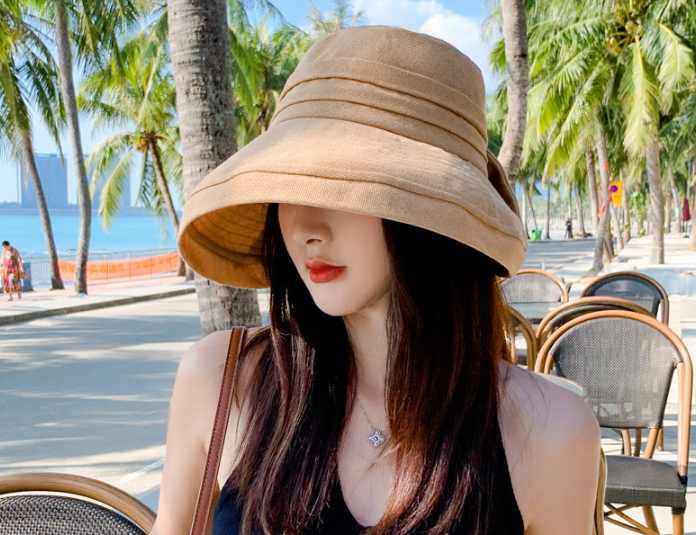 Mũ rộng vành chống nắng gắn nơ phong cách Hàn, nón nữ thời trang