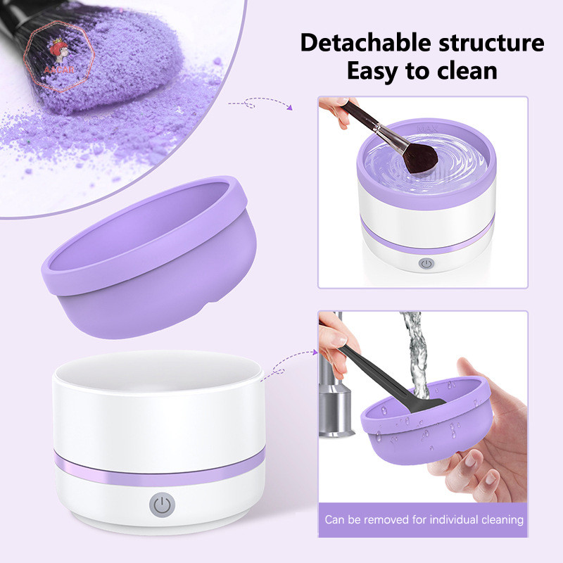 Máy làm sạch Vệ sinh cọ trang điểm tự động mới Có Cổng Sạc usb Tiện Dụng bằng bàn chải silicon