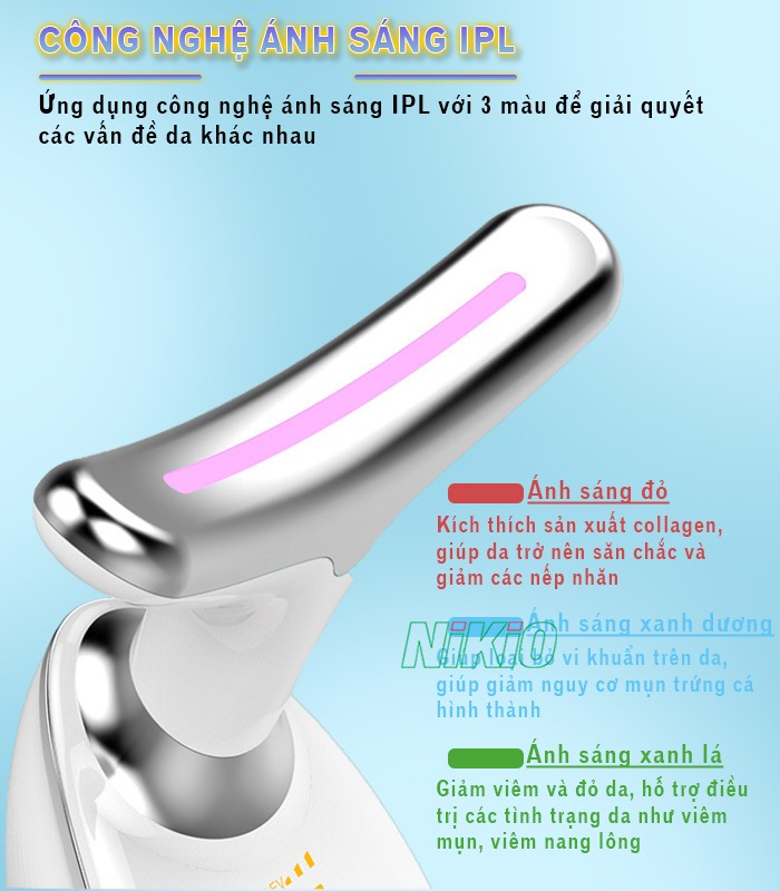 Máy massage nâng cơ trẻ hóa da mặt công nghệ ánh sáng IPL Nikio NK-126