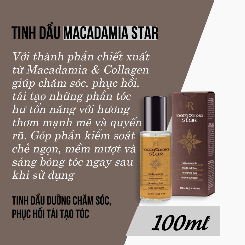 Tinh dầu phục hồi tóc hư tổn RRline Macadamia Star Fluid Collagen 100ml