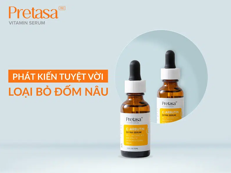 Serum Pretasa C-Arbutin extra giúp giảm thâm nám, da không đều màu, chống lão hóa, cấp ẩm chuyên sâu