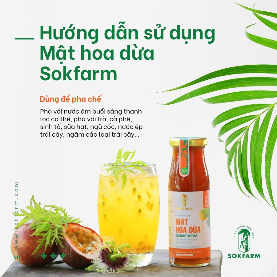 Mật Hoa Dừa Nguyên Chất SokFarm, Làm Gia Vị Nấu Ăn, Pha Chế, Dùng Được Cho Người Bệnh Tiểu Đường, Ăn Thuần Chay, Hũ 250g