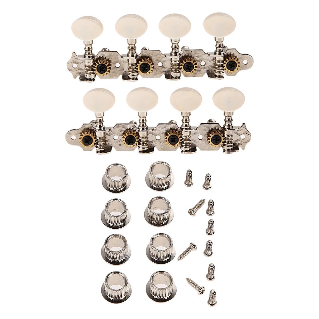 Sunnimix 4L 4R Bạc Đàn Mandolin Chỉnh Âm Máy Đầu Với Ốc Vít Cho 8 Dây Đàn Mandolin