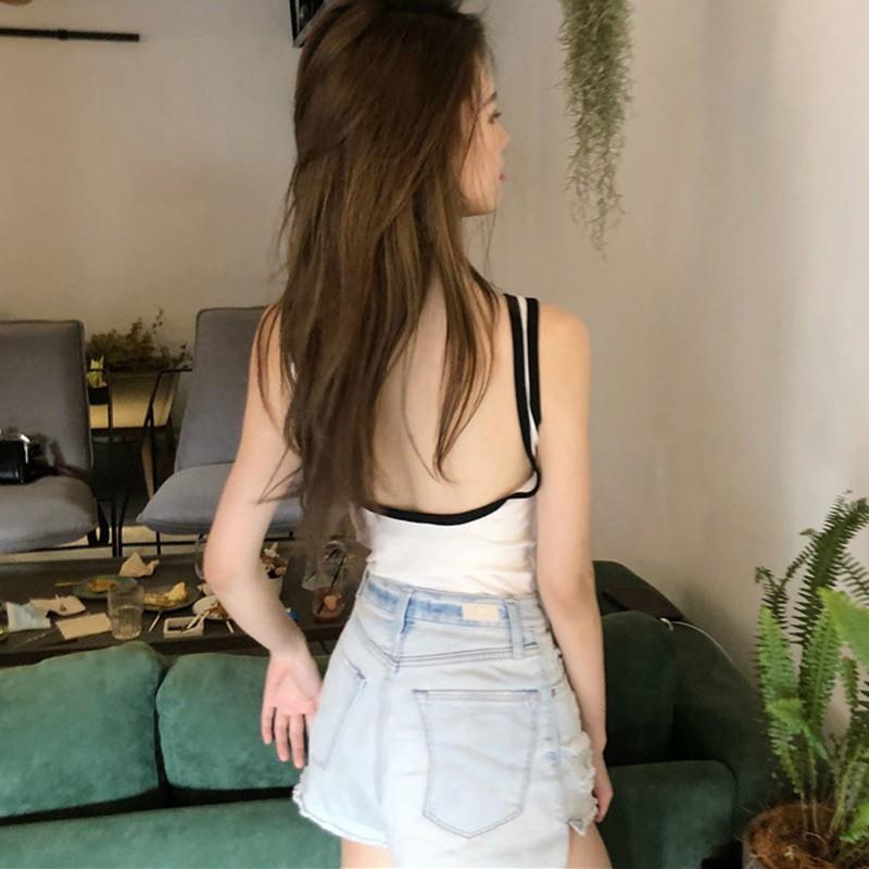 Áo ba lỗ thiết kế cổ tròn hở lưng quyến rũ dành cho nữ