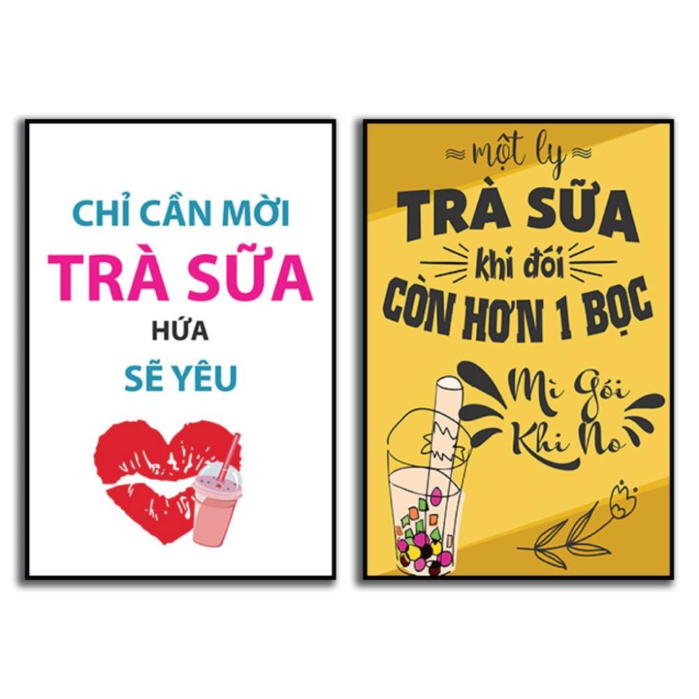 Tranh treo tường trang trí quán trà sữa dễ thương