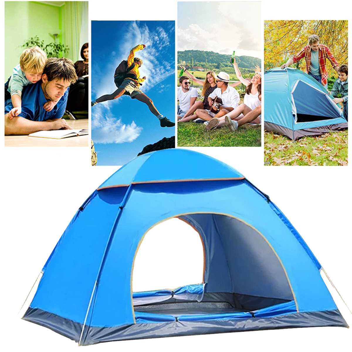 Hình ảnh Lều cắm trại 2 người với 2 cửa 2 lớp chống nắng hiệu quả loại bung tự động cao cấp