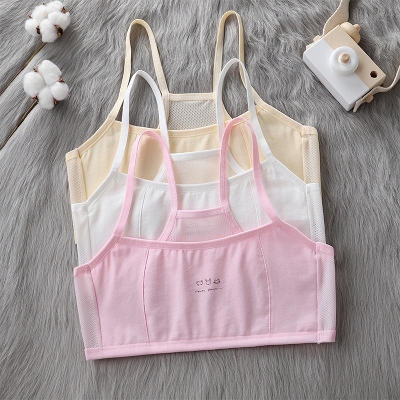 Áo lót lá bé gái bra nữ học sinh thông thoáng 2 lớp mặt trước mặt sau lưới cotton từ 30-60kg