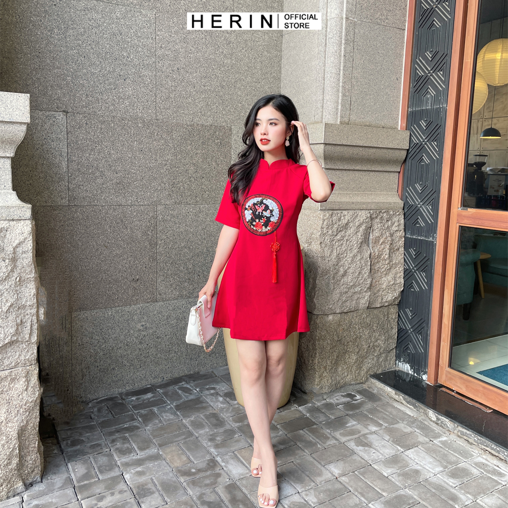 Đầm tết cách tân nữ thiết kế thêu họa tiết cực xinh chất vải mịn đẹp mã[TẾT THÊU