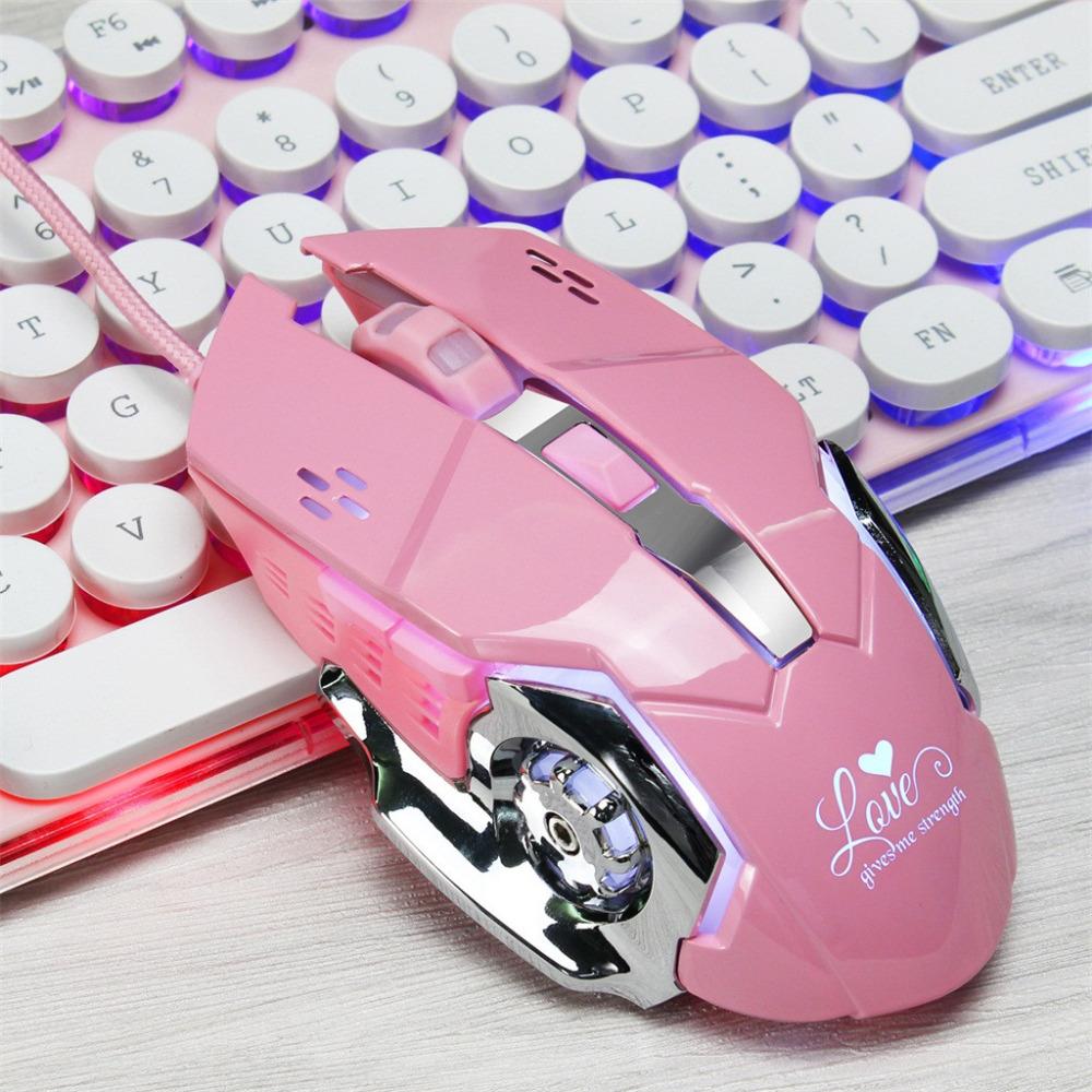 Raton Sáng Có Dây Cô Gái Chơi Game Cơ Game Thủ Chuột 3200DPI Cho PUBG USB Chuột Máy Tính Game Thủ Chuột Trackballs 090228
