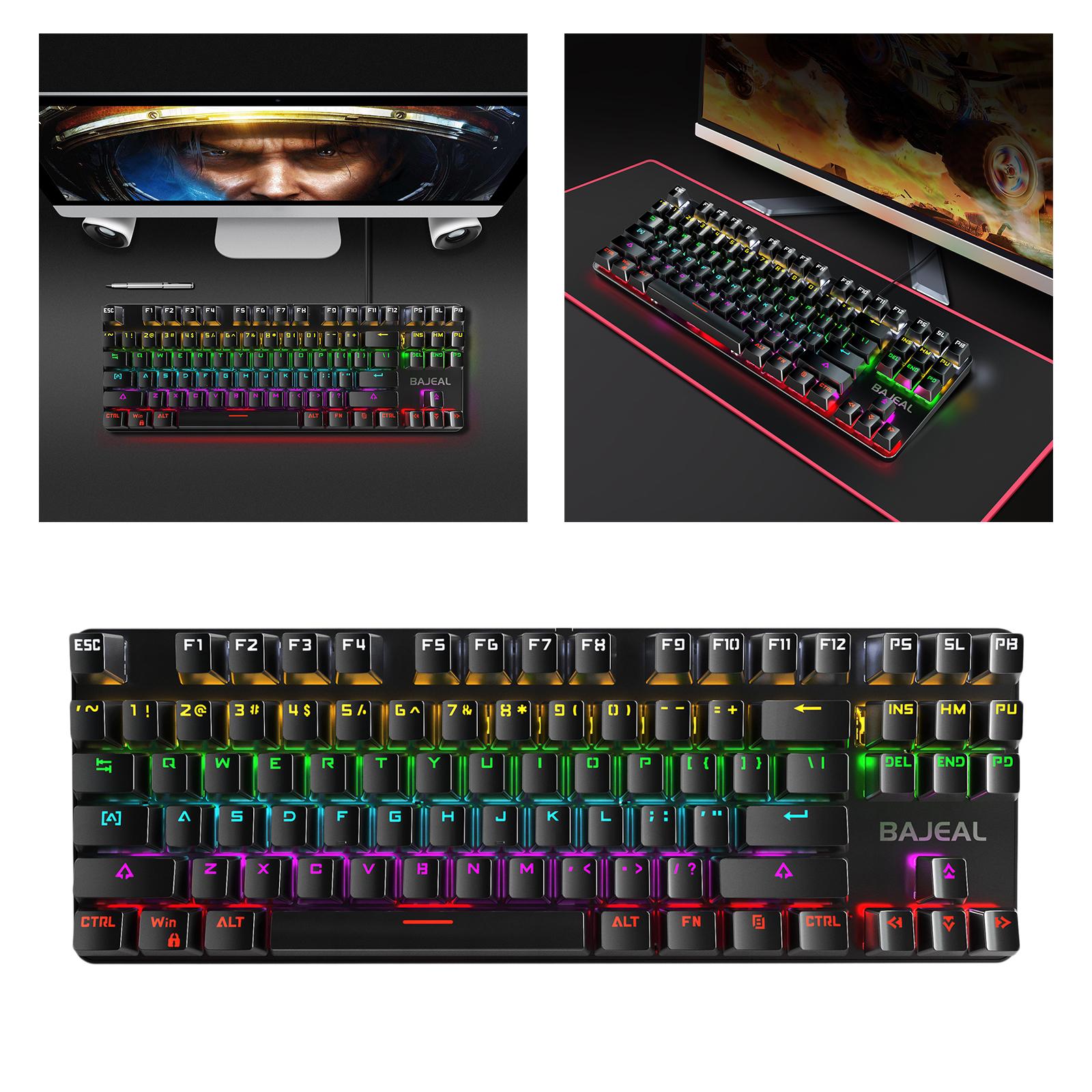 Gaming Mini Compact 87 Keys Wired Mechanical Keyboard Anti-ghosting Backlit for Computer