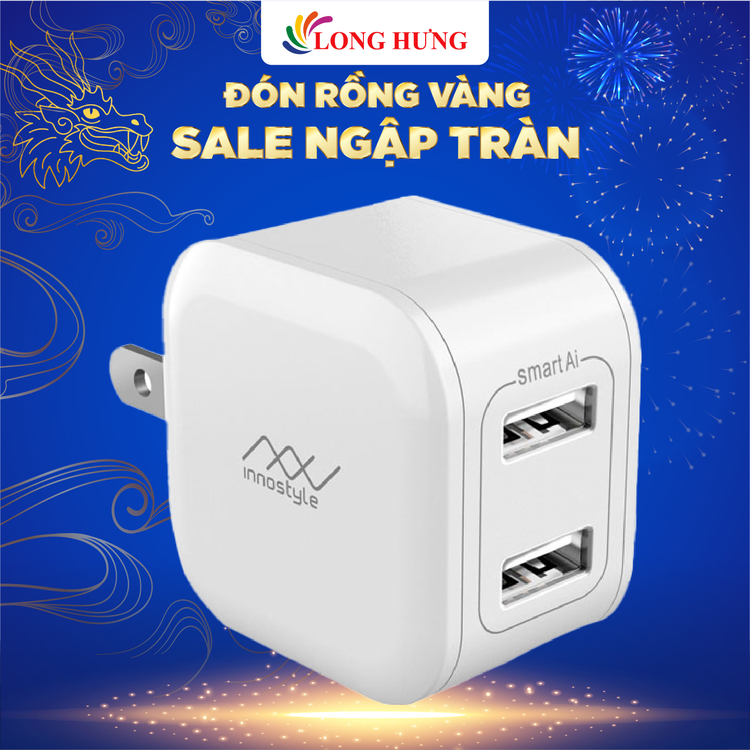 Cốc sạc Innostyle Minigo 2 2USB 12W IC12SAWHI - Hàng chính hãng