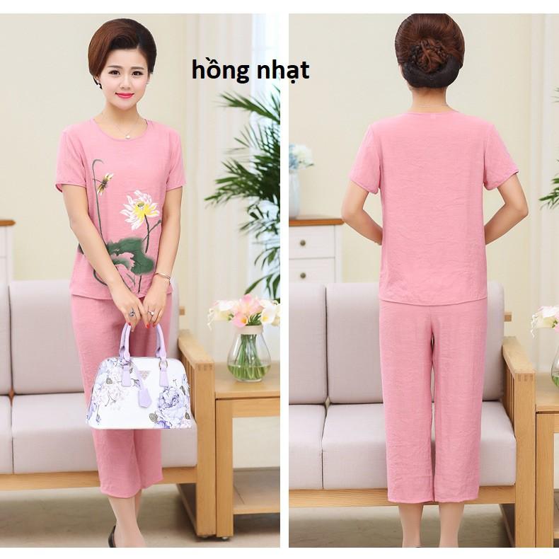 bộ quần áo mặc nhà cho mẹ cho bà, bộ quần áo mặc nhà trung niên (sen)