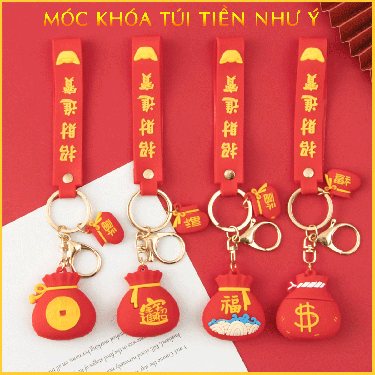 Móc Khoá Túi Tiền May Mắn Như Ý Nhiều Màu Sắc