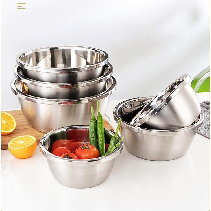 Combo 2 thau trộn hàng inox chất lượng cao sáng bóng size 24cm và 28cm