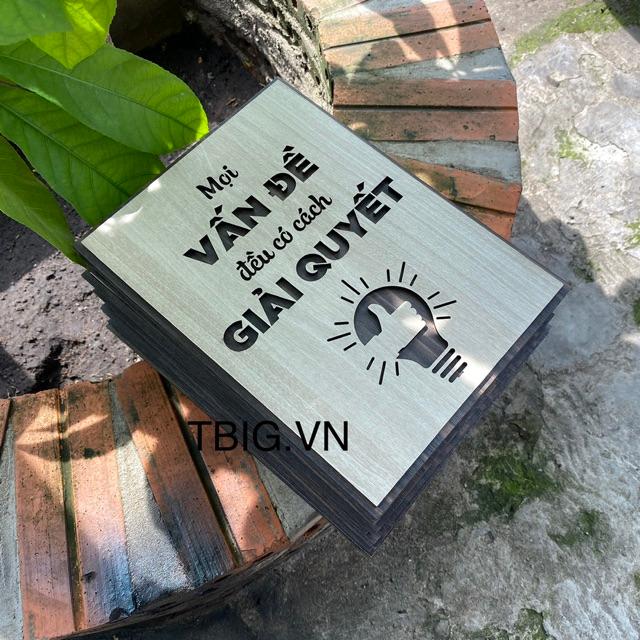 ️️Tranh Slogan Tạo Động Lực TBIG059 Handmade bằng Gỗ "mọi vấn đề đều có cách giải quyết"