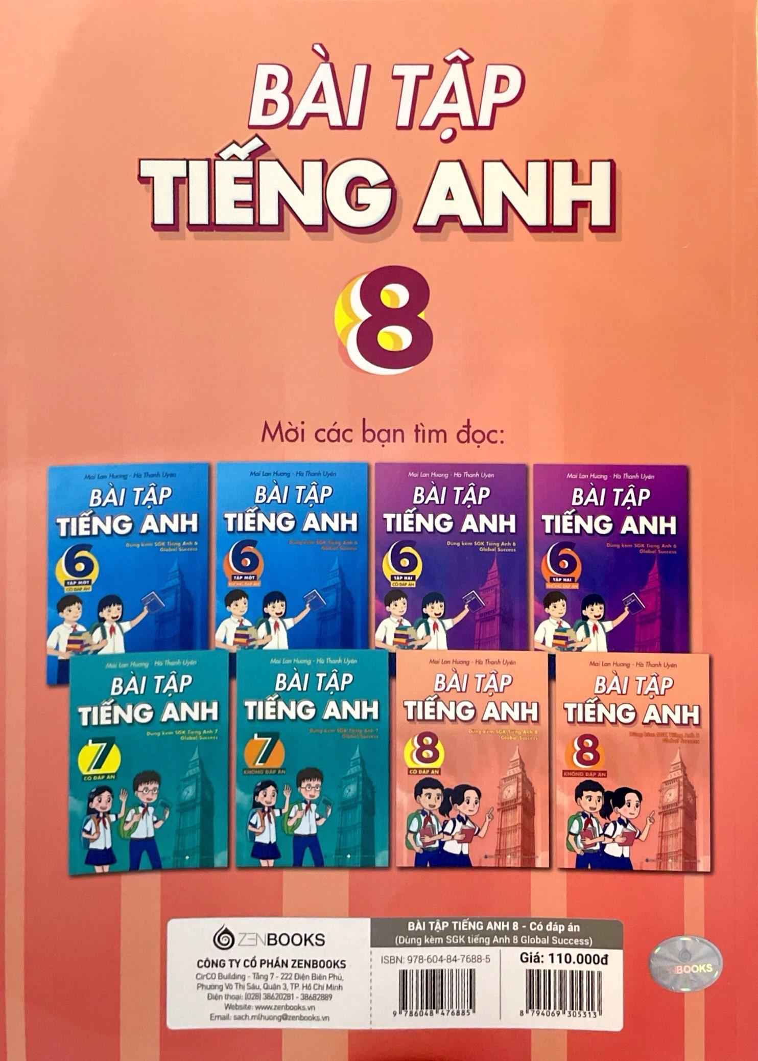 Bài Tập Tiếng Anh 8 - Có Đáp Án (Dùng Kèm SGK Tiếng Anh 8 Global Success)