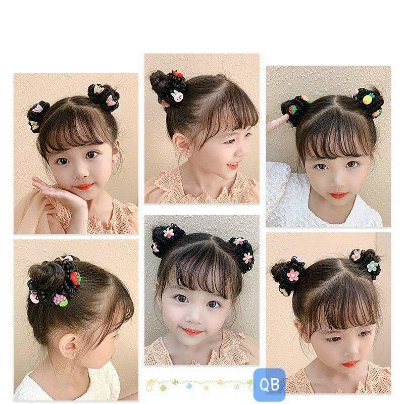 Set 2 Dây búi tóc đính charm tạo kiểu cho bé, búi tóc xoăn lọn xinh xắn