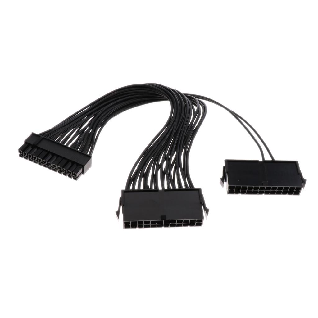 2xATX 30cm 24 Pin Dual PSU Power Supply Extension Cable Mining 24Pin 20+4pin