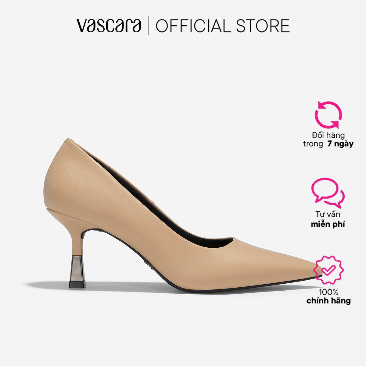 Vascara Giày Bít Mũi Nhọn Gót Hiệu Ứng Kim Loại - BMN 0655