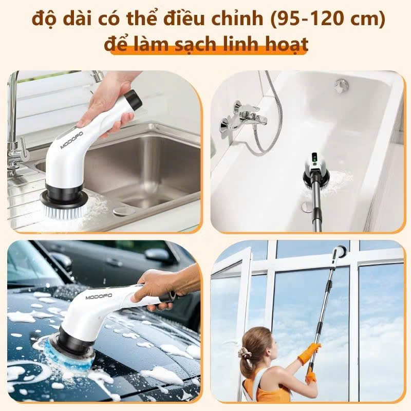 Chổi Cọ Điện MX 9in1 Loại Xịn – Rửa Sạch Ô Tô, Cửa Kính, Nhà Bếp, Nhà Tắm, Kèm Đủ Phụ Kiện