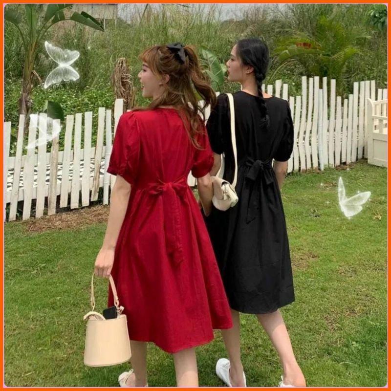 Đầm bầu công sở váy bầu dáng dài, đầm bầu thu đông chất cotton V015 tay dài