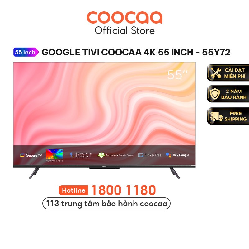 Google Tivi Coocaa 4K 55 Inch - Model 55Y72 - Hàng chính hãng