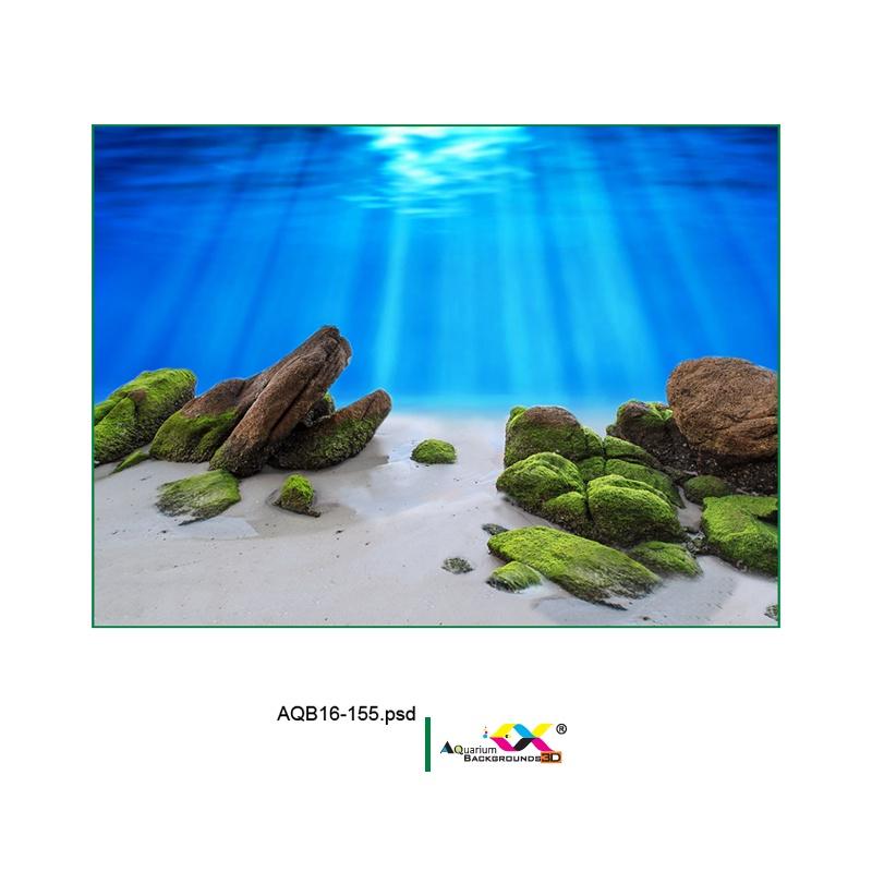 Tranh Dán Bể Cá - Đá Xanh Dưới Biển - AQB16-155
