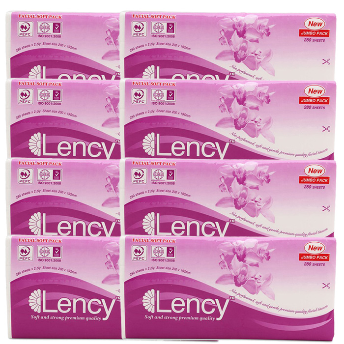 LỐC 4 THẾP KHĂN GIẤY LỤA LENCY 280 TỜ 2 LỚP ( TÍM)