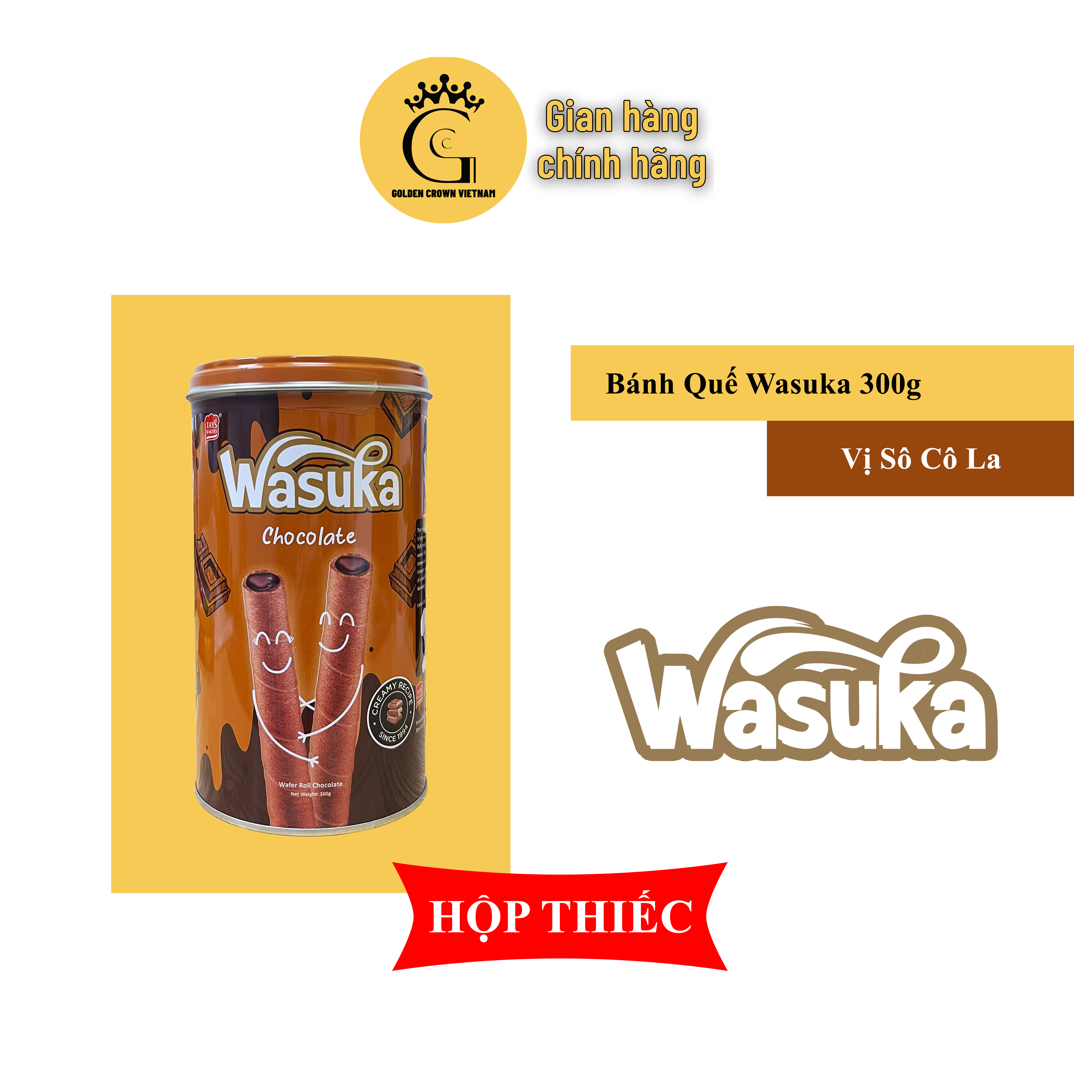 Bánh Quế Wasuka Hộp Thiếc 300g Vị Sô Cô La