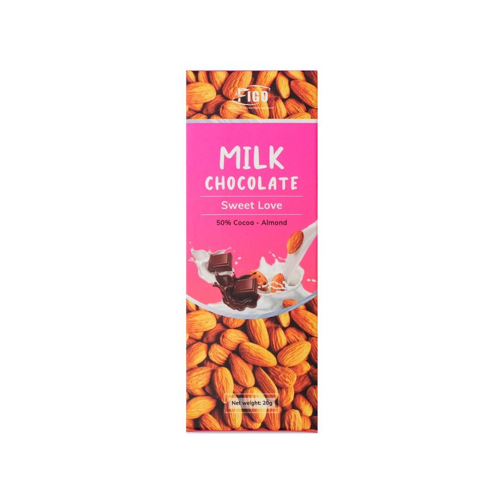 Kẹo socola sữa hạt Hạnh nhân 20g 50% cacao Figo