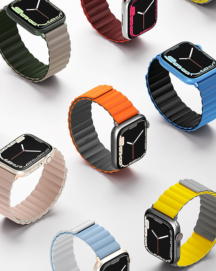 Dây đeo UNIQ Revix Reversible Magnetic Silicone Strap (42/44/45mm) dành cho Apple Watch 1~8/ SE Hàng Chính Hãng