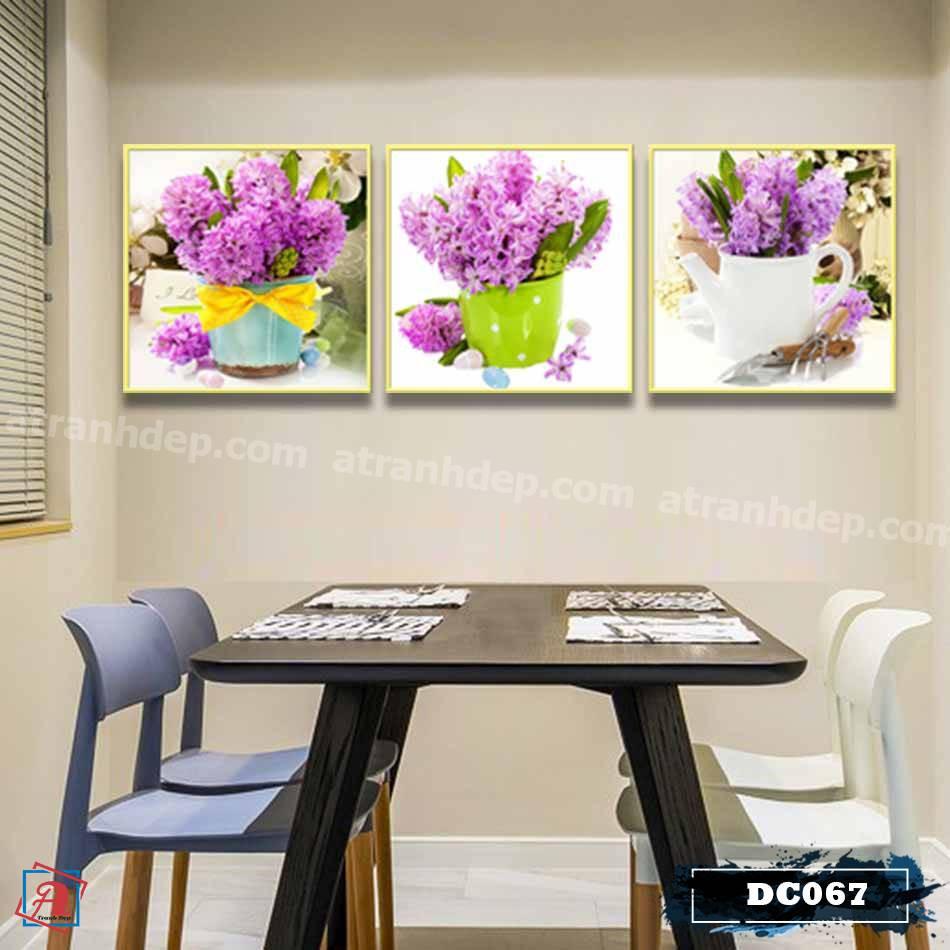 Bộ 3 tranh canvas treo tường Decor Bình hoa trang trí phòng ăn, phong cách hiện đại – DC067