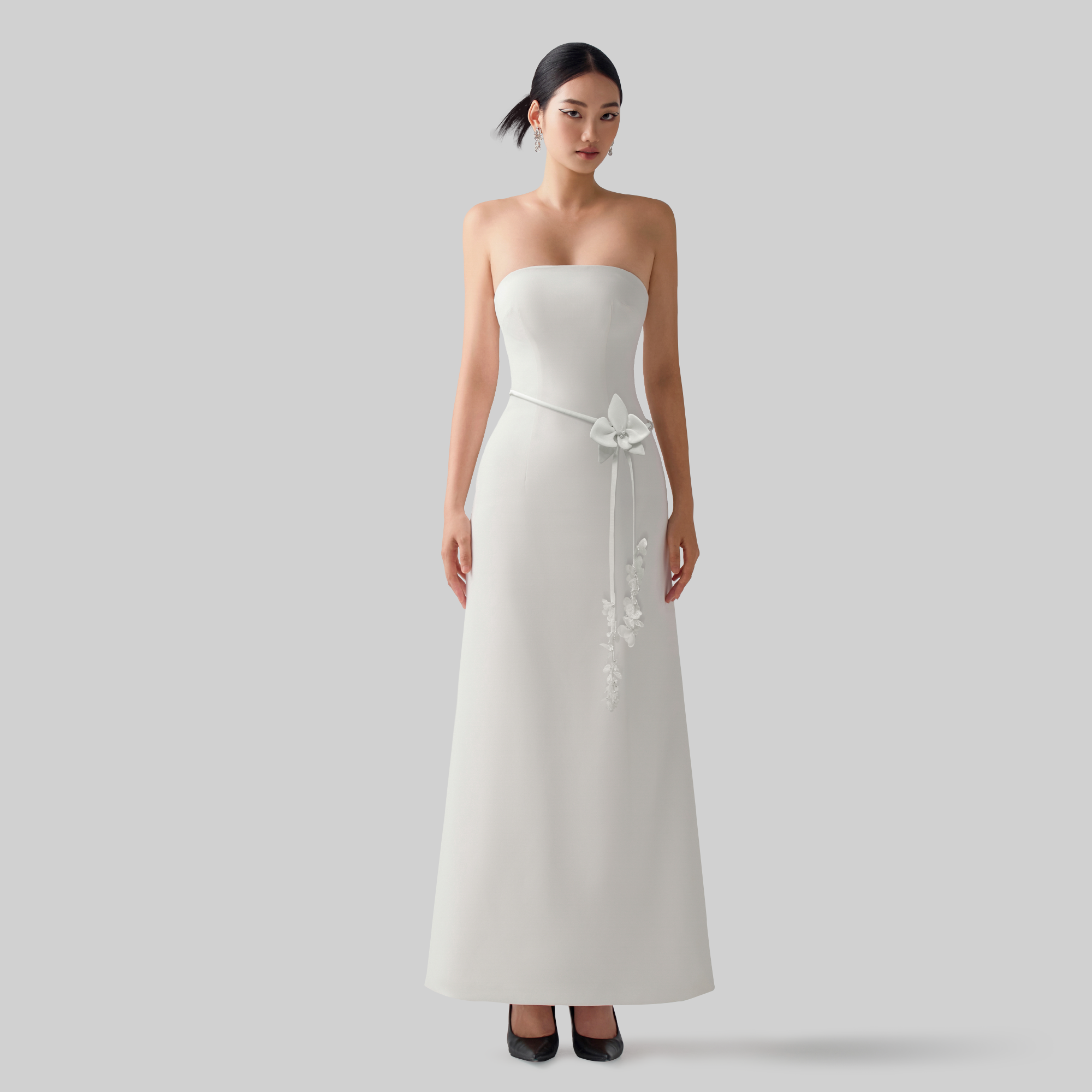 Đầm cup ngực dáng dài màu trắng Glamour thiết kế cao cấp WHITE CHIC