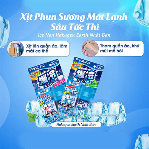 Xịt phun sương mát lạnh sâu tức thì Hakugen Earth Ice Non (95ml) - Hàng chính hãng