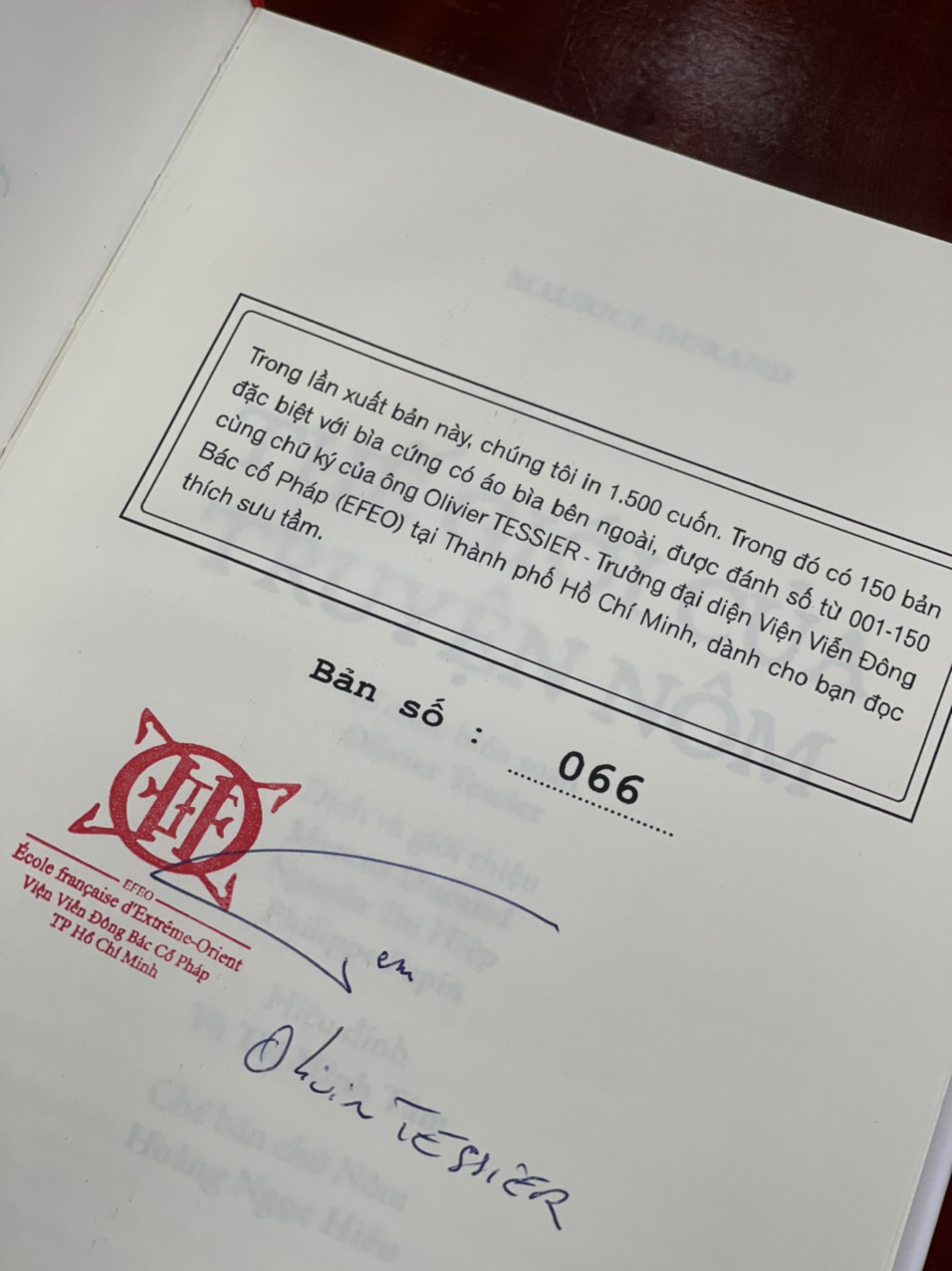 [150 bản bìa cứng giới hạn] THẾ GIỚI CỦA TRUYỆN NÔM – Maurice Durand – Olivier Tessier ký tặng - Dự án Vietnamica - NXB Tổng hợp TPHCM