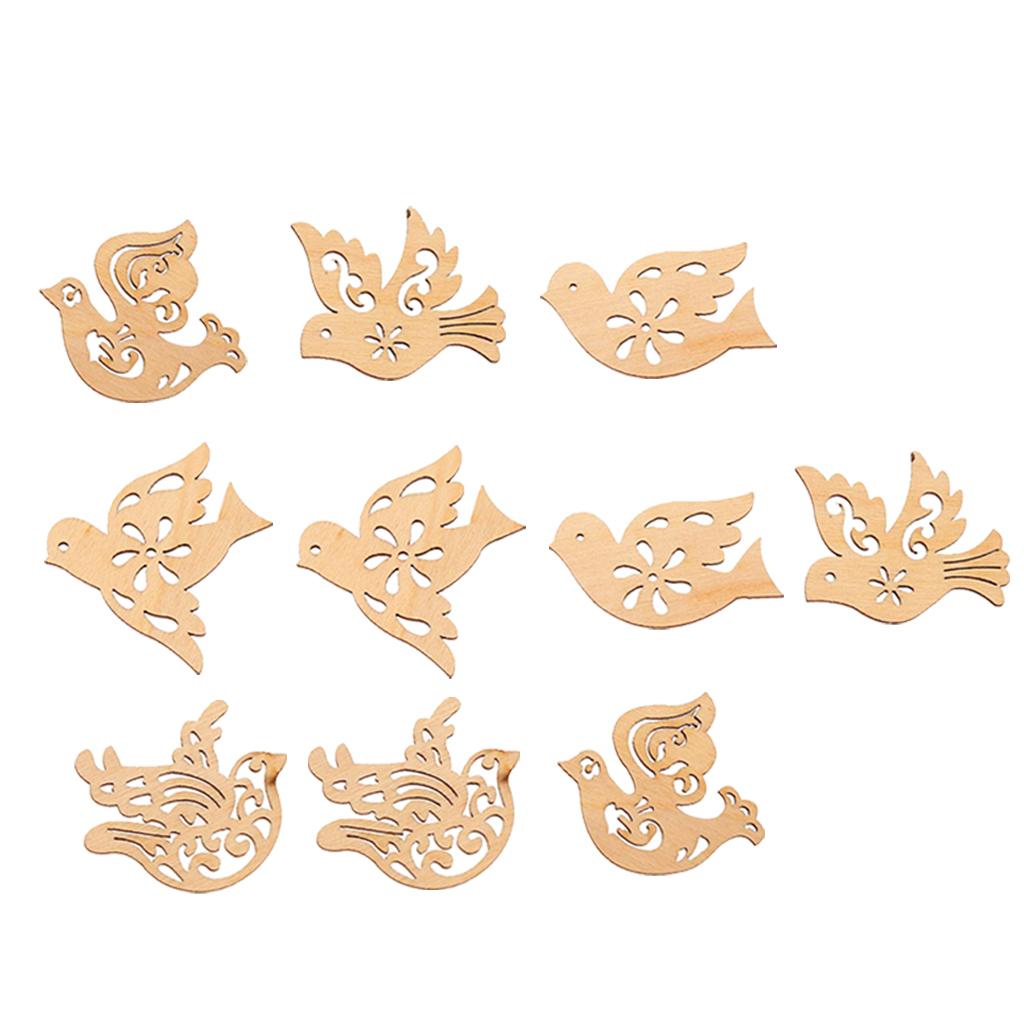 10 Miếng Bằng Gỗ Đáng Yêu Chim Lỗ Cắt Hình Khối Bằng Gỗ Thủ Công Decoupage Chỉnh Trang DIY Thêu Sò Gỗ Nghệ Thu