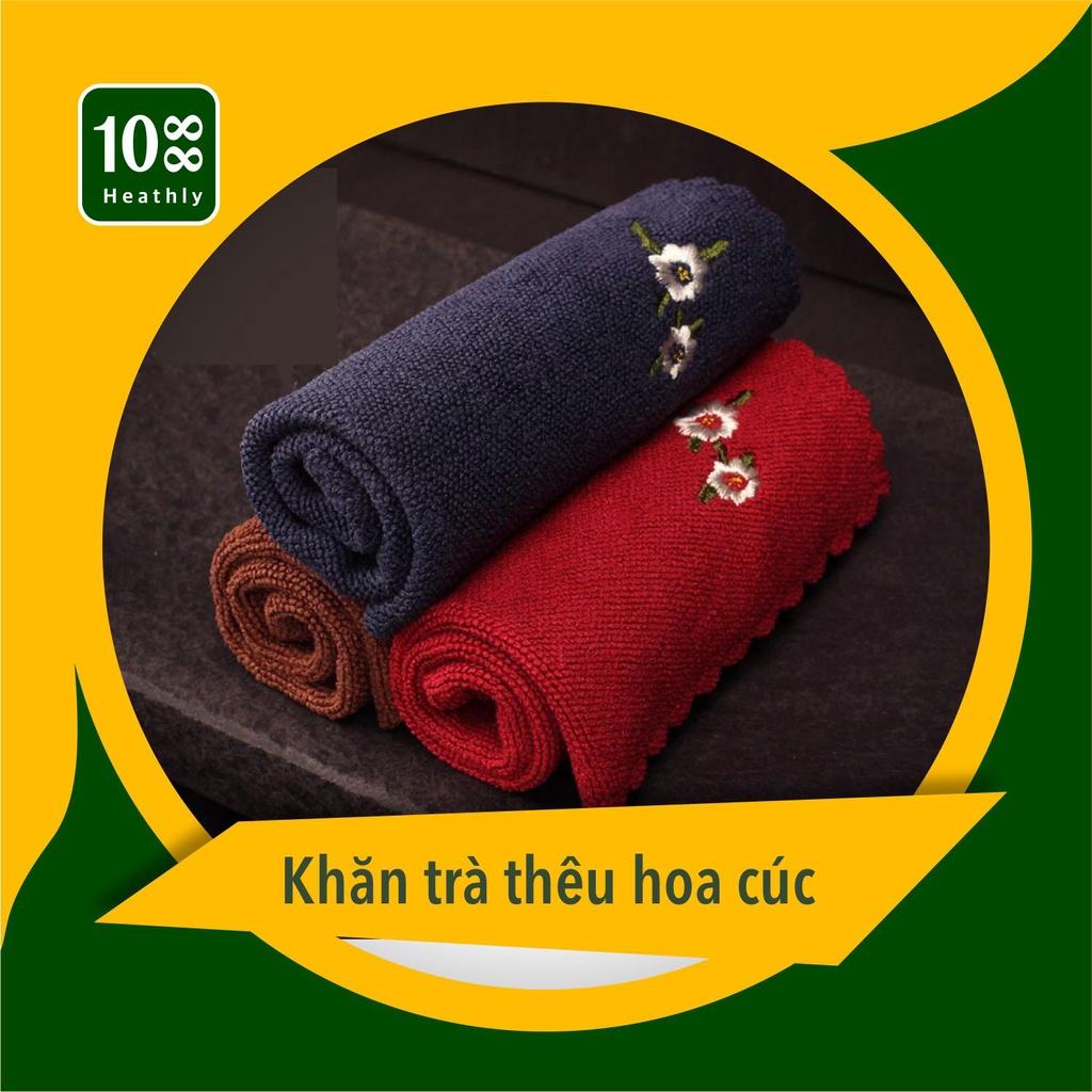Khăn vải thấm trà thêu hoa cúc - loại dầy