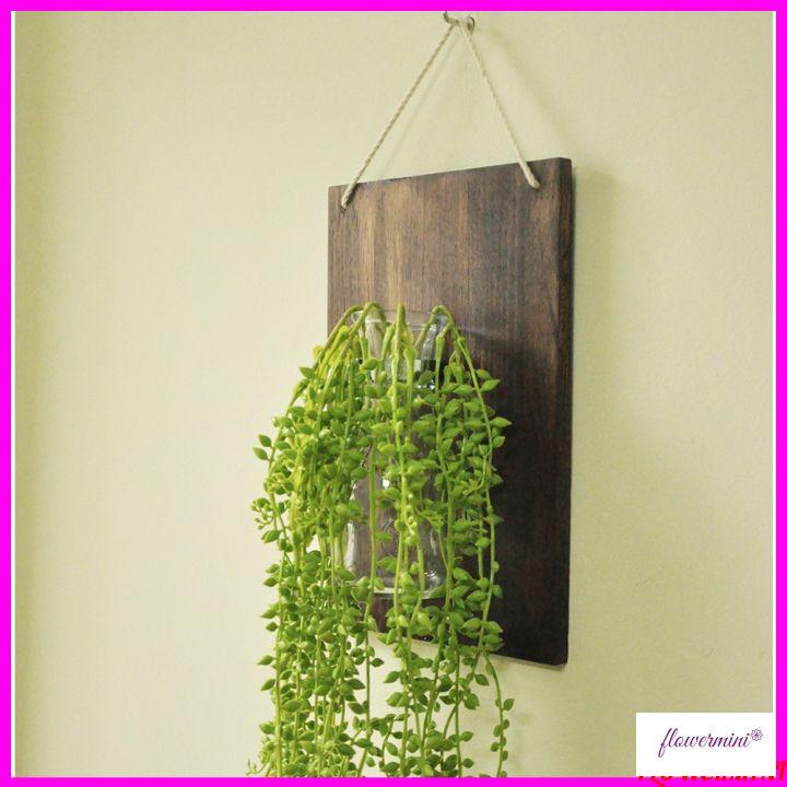 Giỏ hoa lá giả treo tường bằng gỗ trang trí nhà cửa, ban công, cầu thang, tiểu cảnh, decor nhà hàng, quán cà phê độc đáo